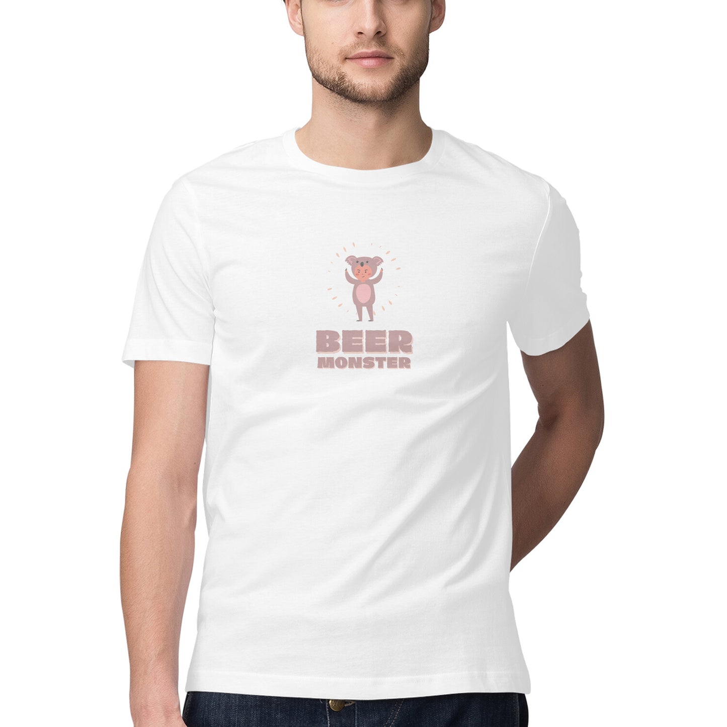 Men Round Neck T Shirt Beer Monster