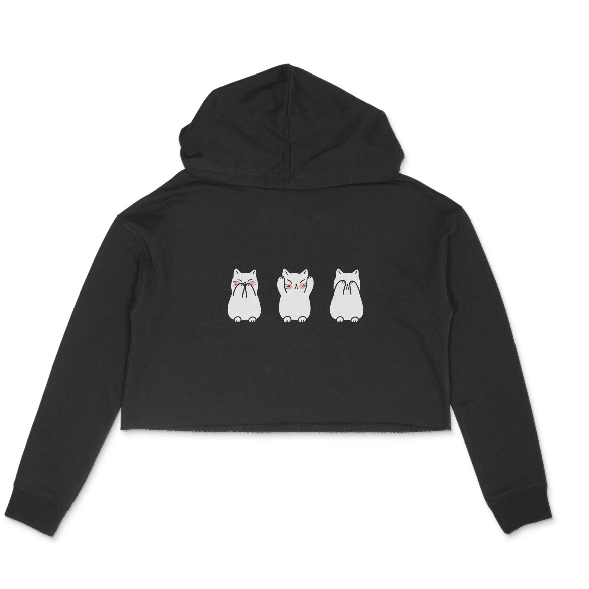 Women Crop Hoodie Front Print 3 Cats