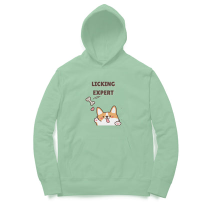 Men Hoodie Front Print Licking Expert Dog