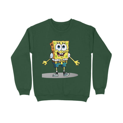 Men Olive Green Sweatshirt Spongebob