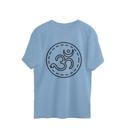 Men Oversized Blue T-shirt OM Outline