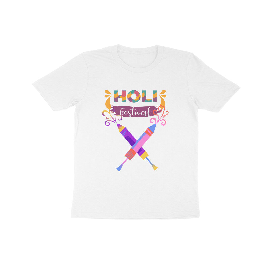 Kids Half Sleeve Round Neck T Shirt Holi Pichkari