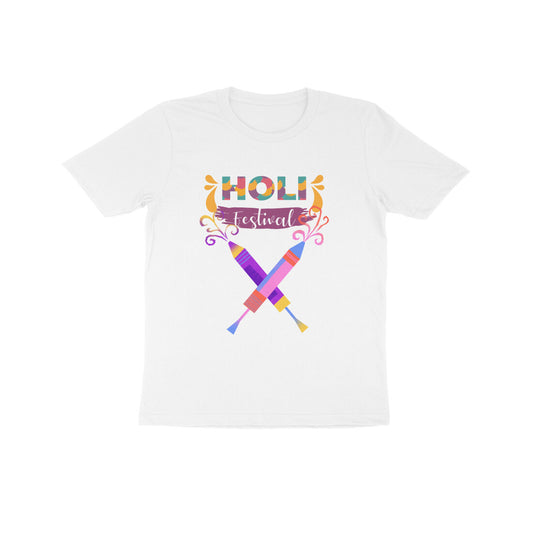 Kids Half Sleeve Round Neck T Shirt Holi Pichkari