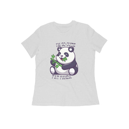 Women Round Neck Grey T Shirt Cute Fat Panda