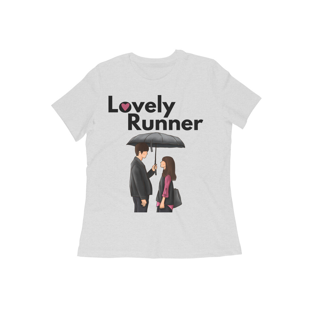 Women Round Neck Grey T Shirt K-drama Lovely Runner