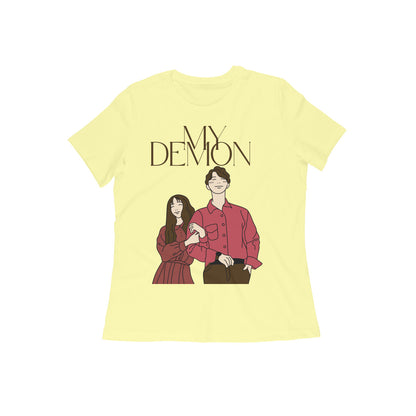 Women Round Neck Butter Yellow T Shirt K-drama My Demon