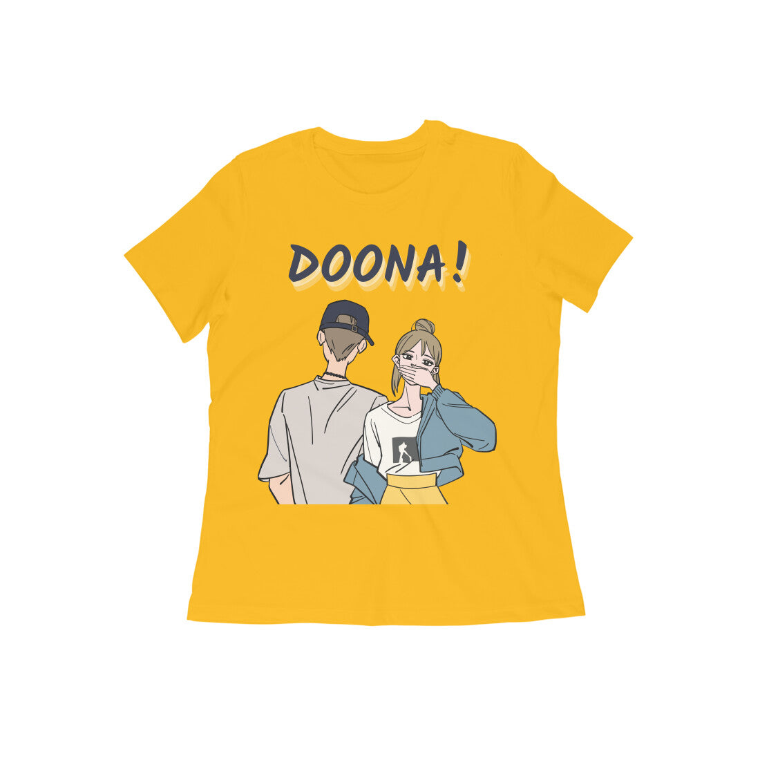 Women Round Neck Yellow T Shirt K-drama Doona