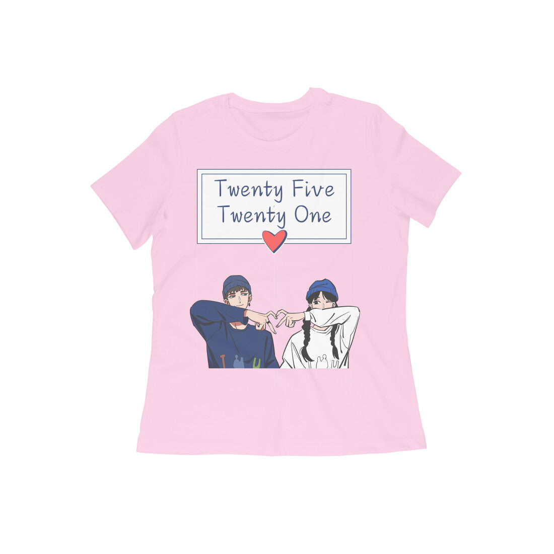 Women Round Neck Pink T Shirt K-drama Twenty-Five Twenty-One