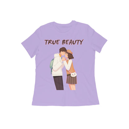 Women Round Neck Lavender T Shirt K-drama True Beauty