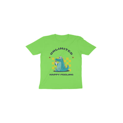 Toddlers Half Sleeve Round Neck Green T-Shirt Unlimited Happy Feeling(Age 0-6 yrs)