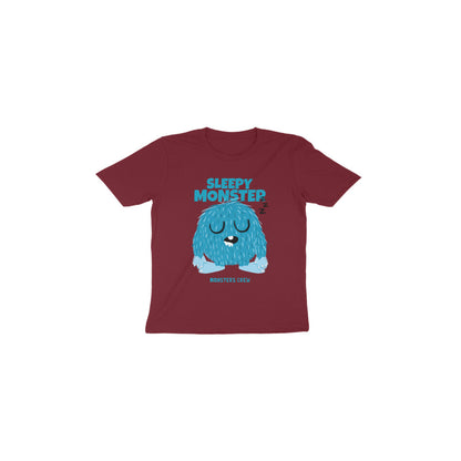 Kids/Toddlers Half Sleeve Round Neck Maroon T-Shirt Sleepy Monster (Age 0-6 yrs)