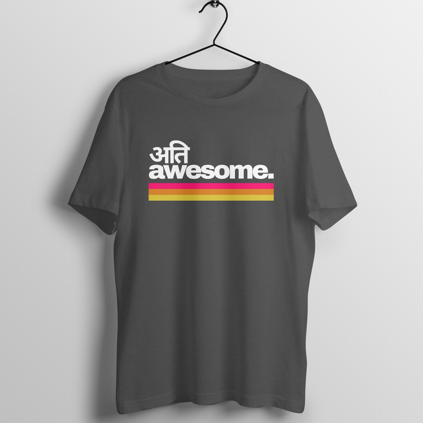 Men Round Neck Grey T-Shirt अति Awesome