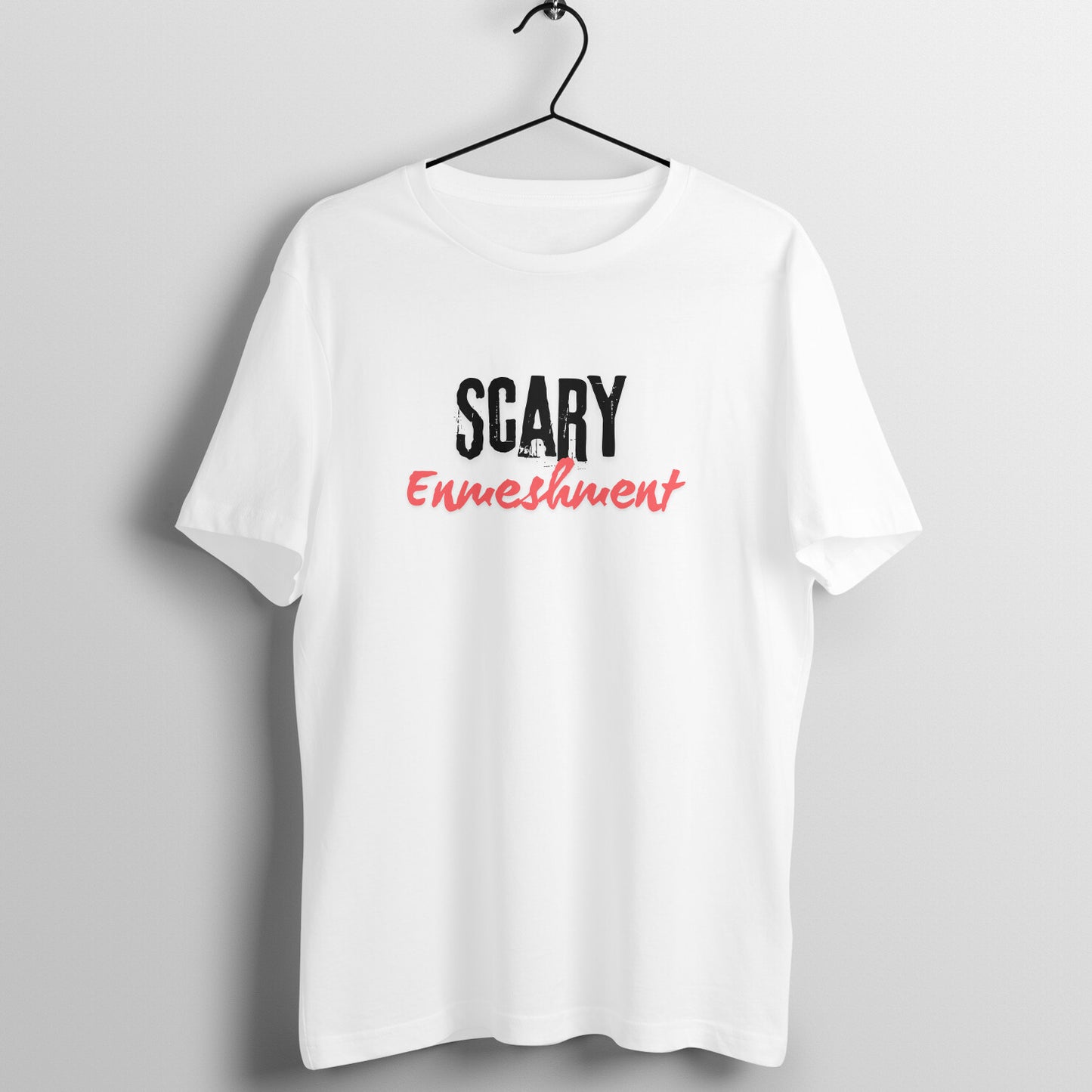 Men Round Neck White T-Shirt Scary Enmeshment