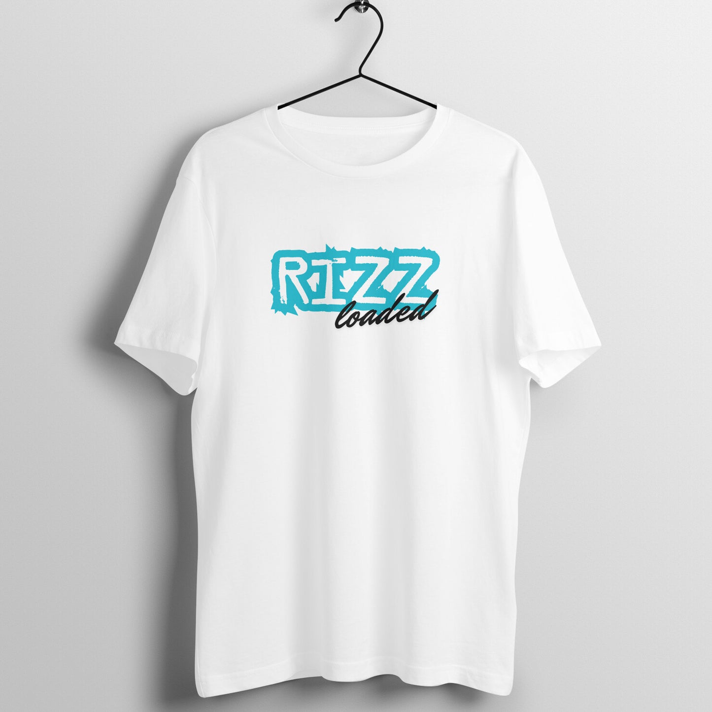 Men Round Neck White T-Shirt Rizz loaded