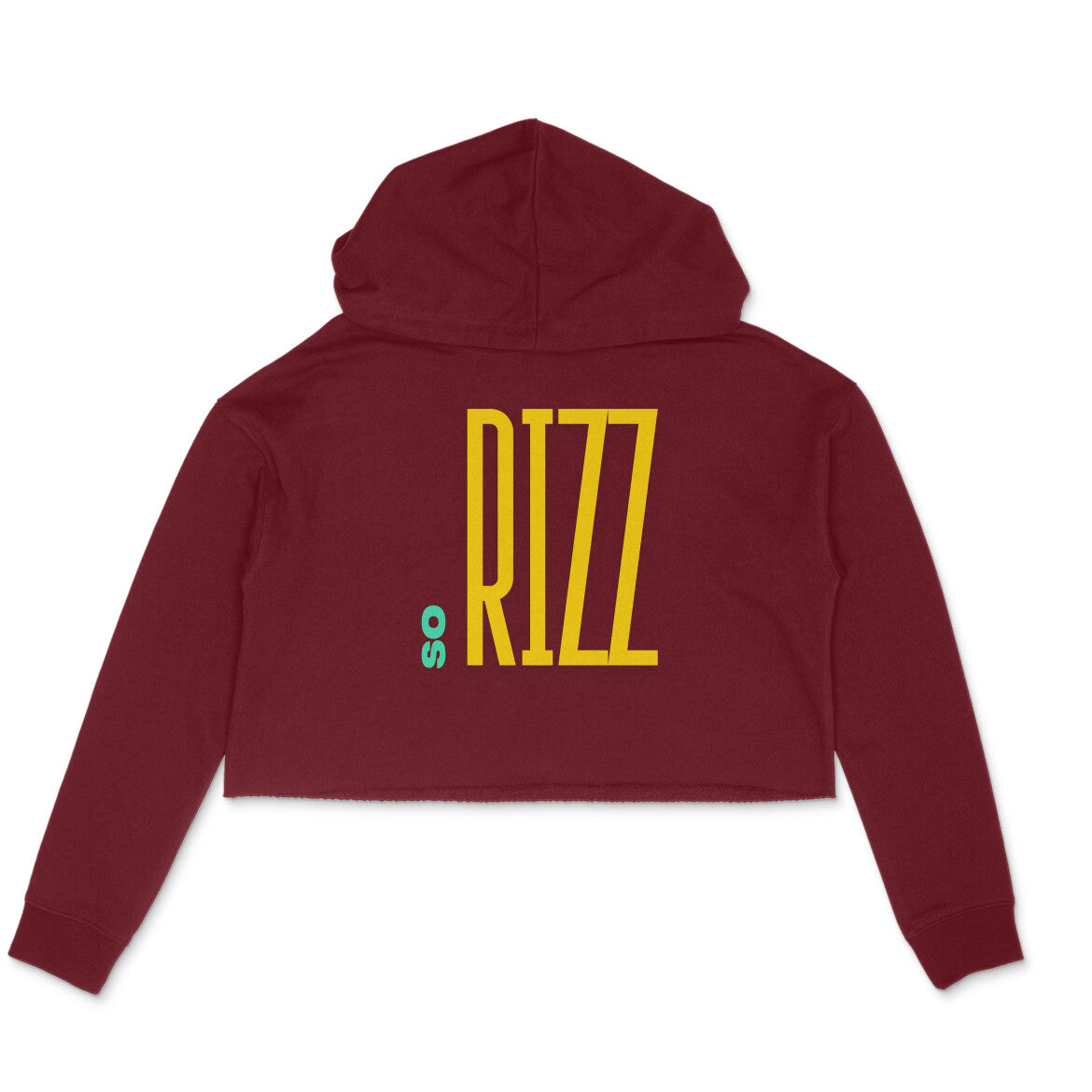 Women Maroon Crop Hoodie So Rizz