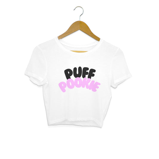 Women White Crop Top Puff Pookie