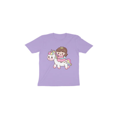 Toddlers Round Neck Lavender T Shirt Unicorn with Princess (Age 0-6 yrs)