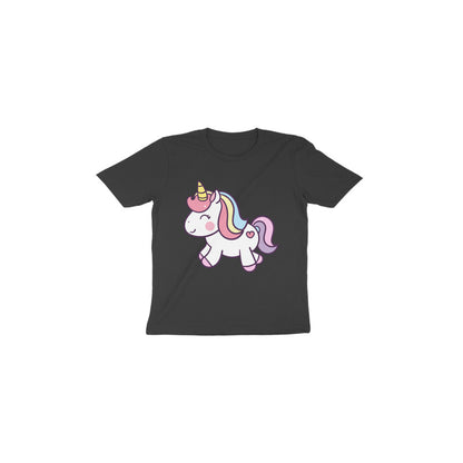 Toddlers Round Neck Black T-Shirt Unicorn (Age 0-6 yrs)