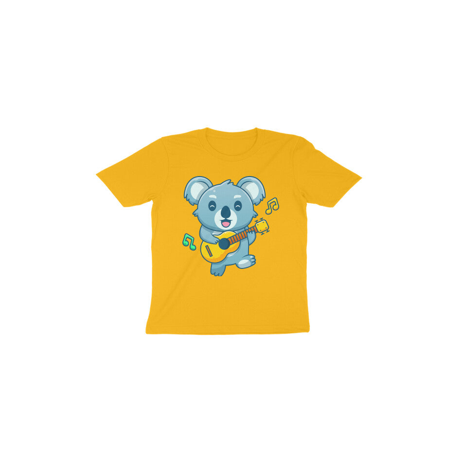 Toddlers Round Neck Golden Yellow T-Shirt Koala Bear With Guitar (Age 0-6 yrs)