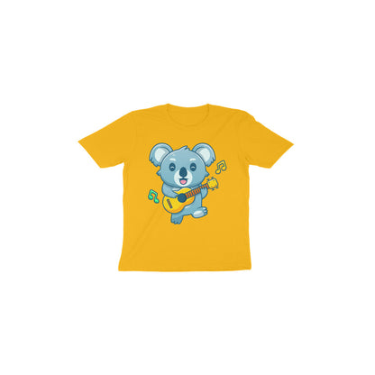 Toddlers Round Neck Golden Yellow T-Shirt Koala Bear With Guitar (Age 0-6 yrs)