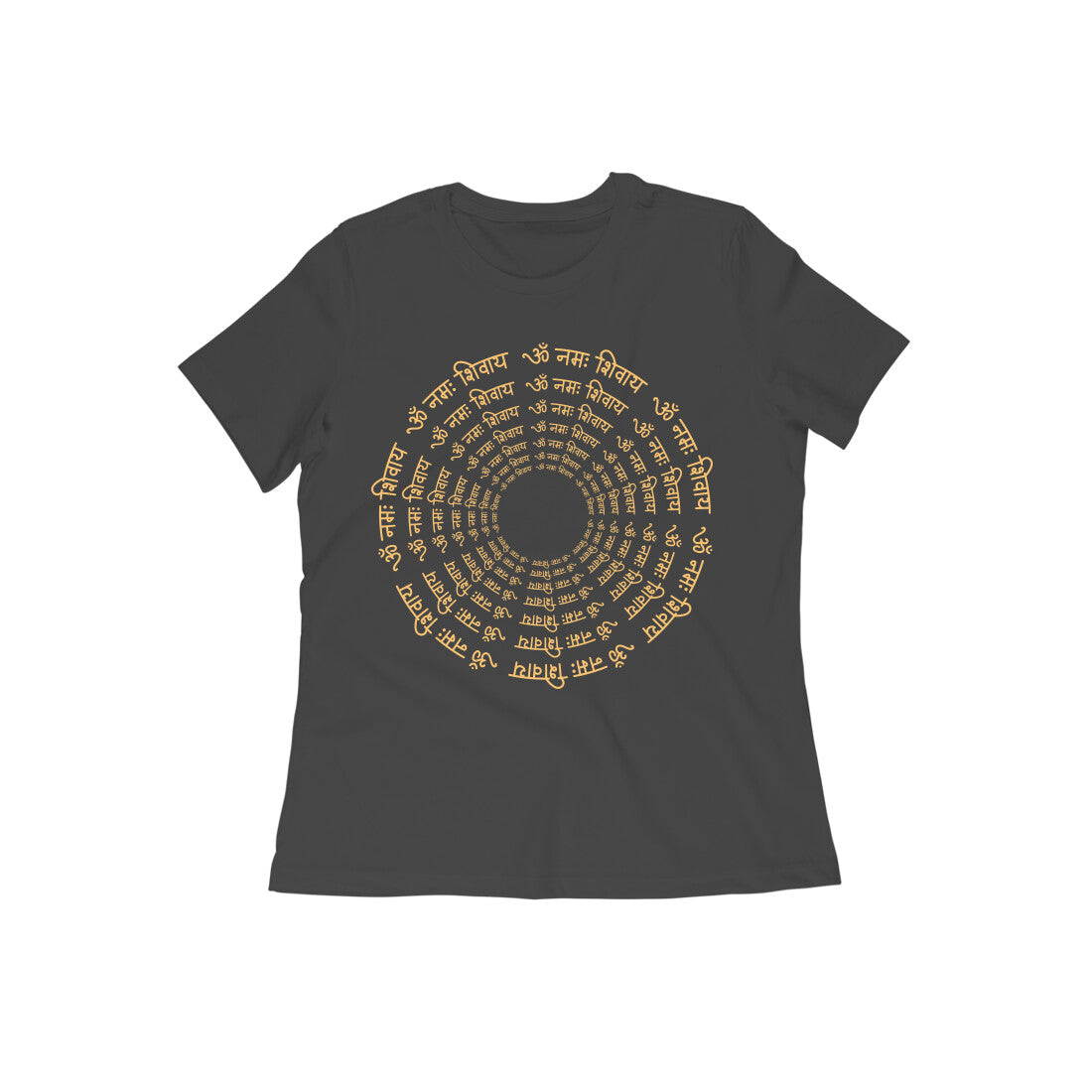 Women Round Neck Black T-Shirt Om Namah Shivay
