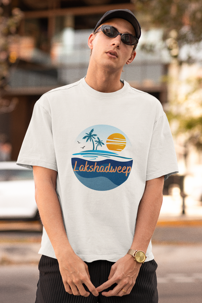 Men Oversized White T-shirt Support Lakshadweep