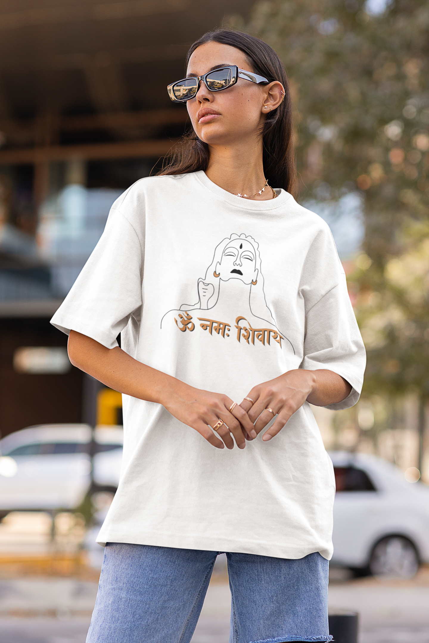 Women Oversized White T-shirt Shiva-Om Namah Shivay