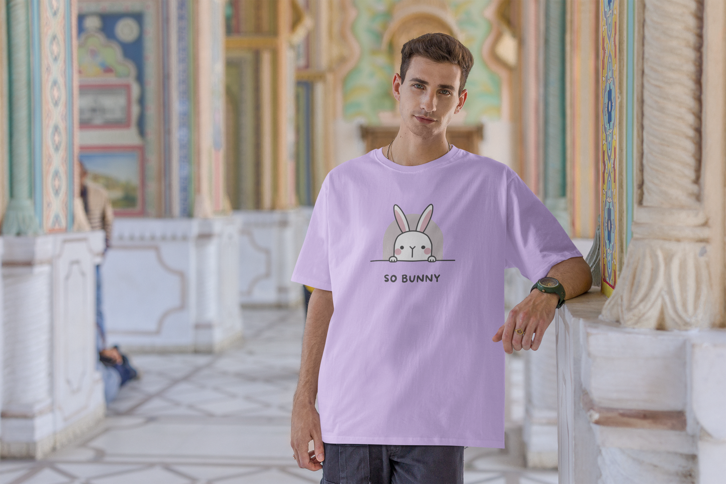 Men Oversized Lavender T-shirt So Bunny